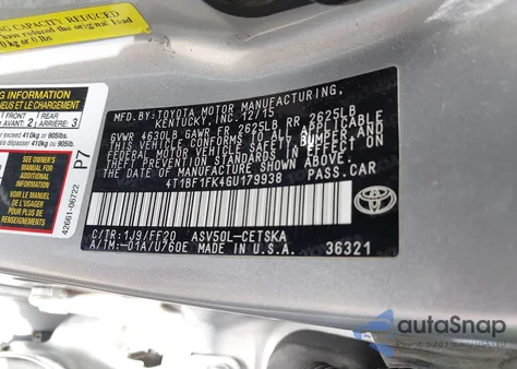 2016 Toyota Camry Se из США, поврежденный, VIN 4T1BF1FK4GU179938